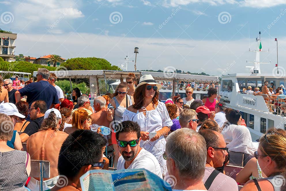 Portovenere. Tourists on Board the Pleasure Boat. Editorial Photo ...