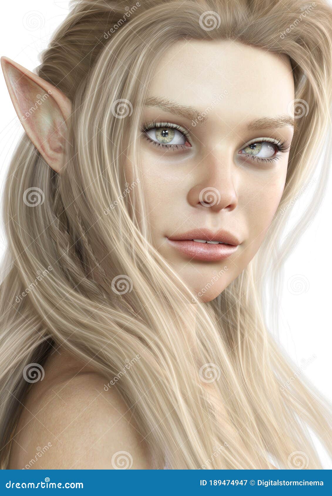 Fantasy Character Close Up Alien Space Elf Humanoid With Big Eye Cartoon Vector