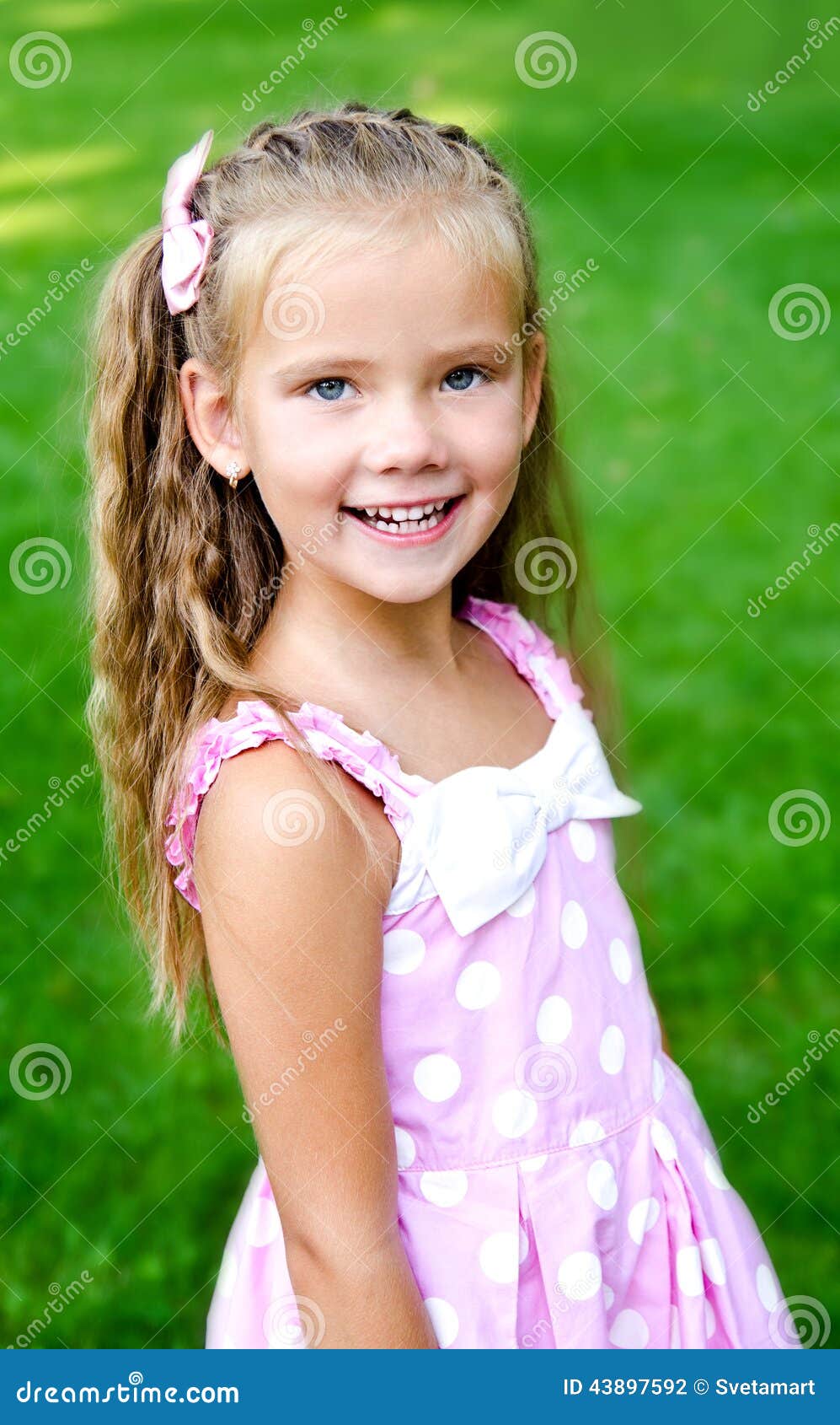 Portrait of Adorable Little Girl in the Park Stock Photo - Image of ...