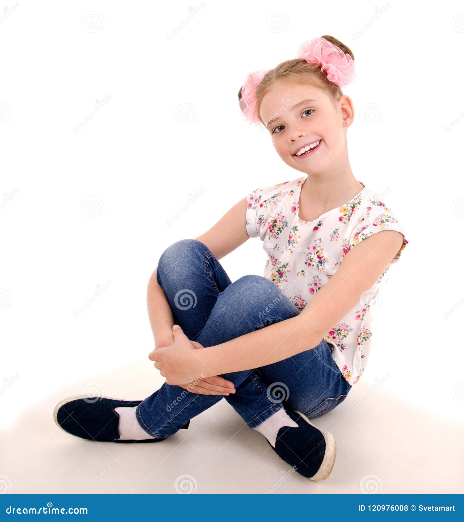 Portrait of Adorable Smiling Little Girl Child Isolated Stock Photo ...