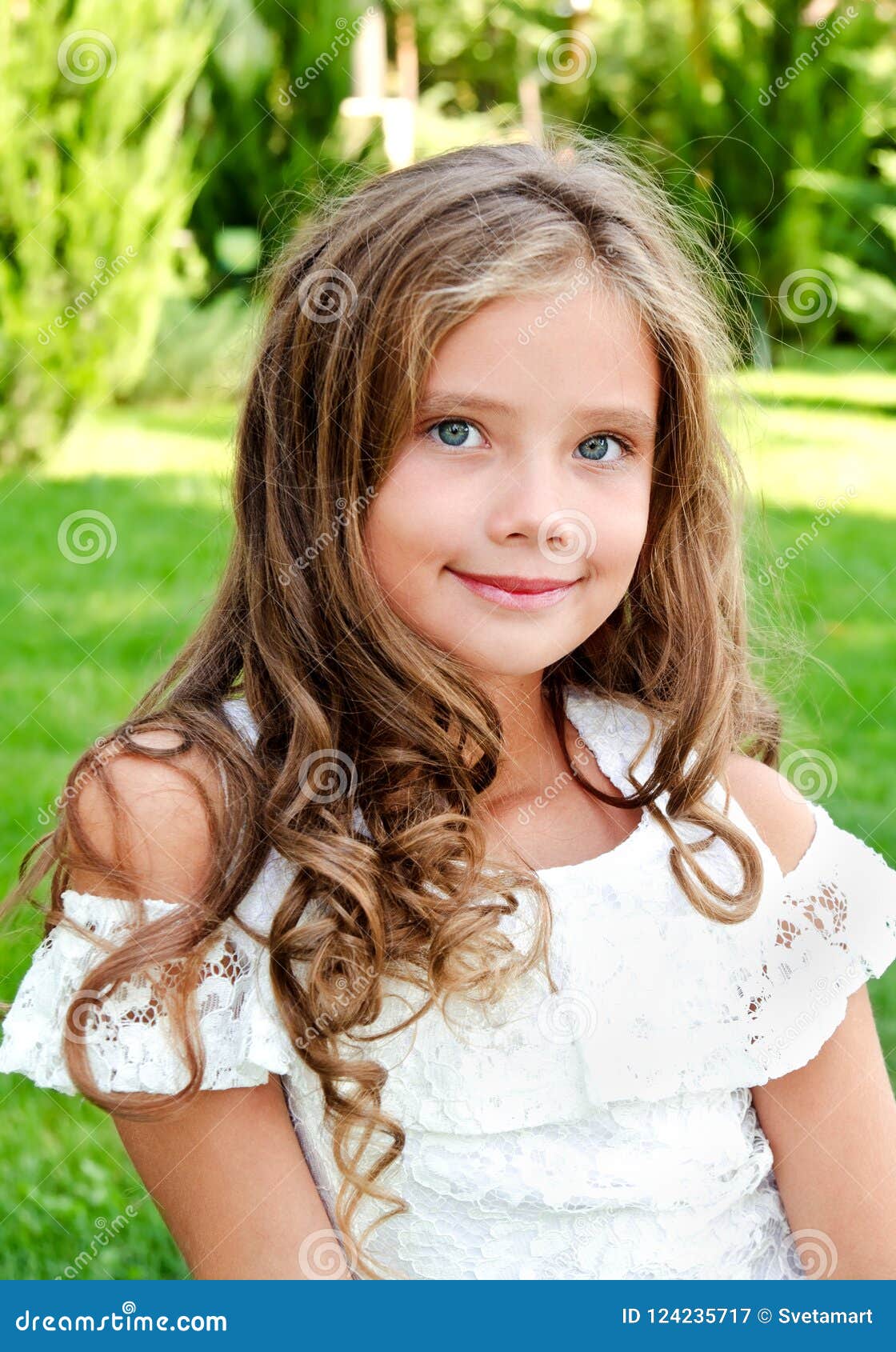 Portrait of Adorable Smiling Little Girl Child Outdoors Stock Image ...