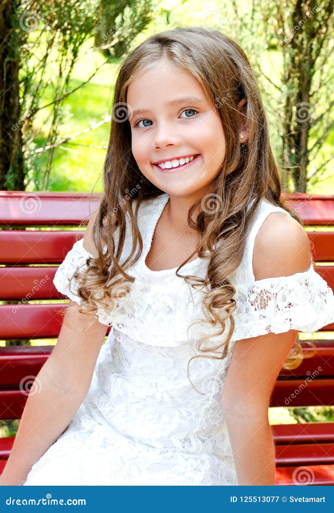 Portrait of Adorable Smiling Little Girl Child Outdoors Stock Image ...