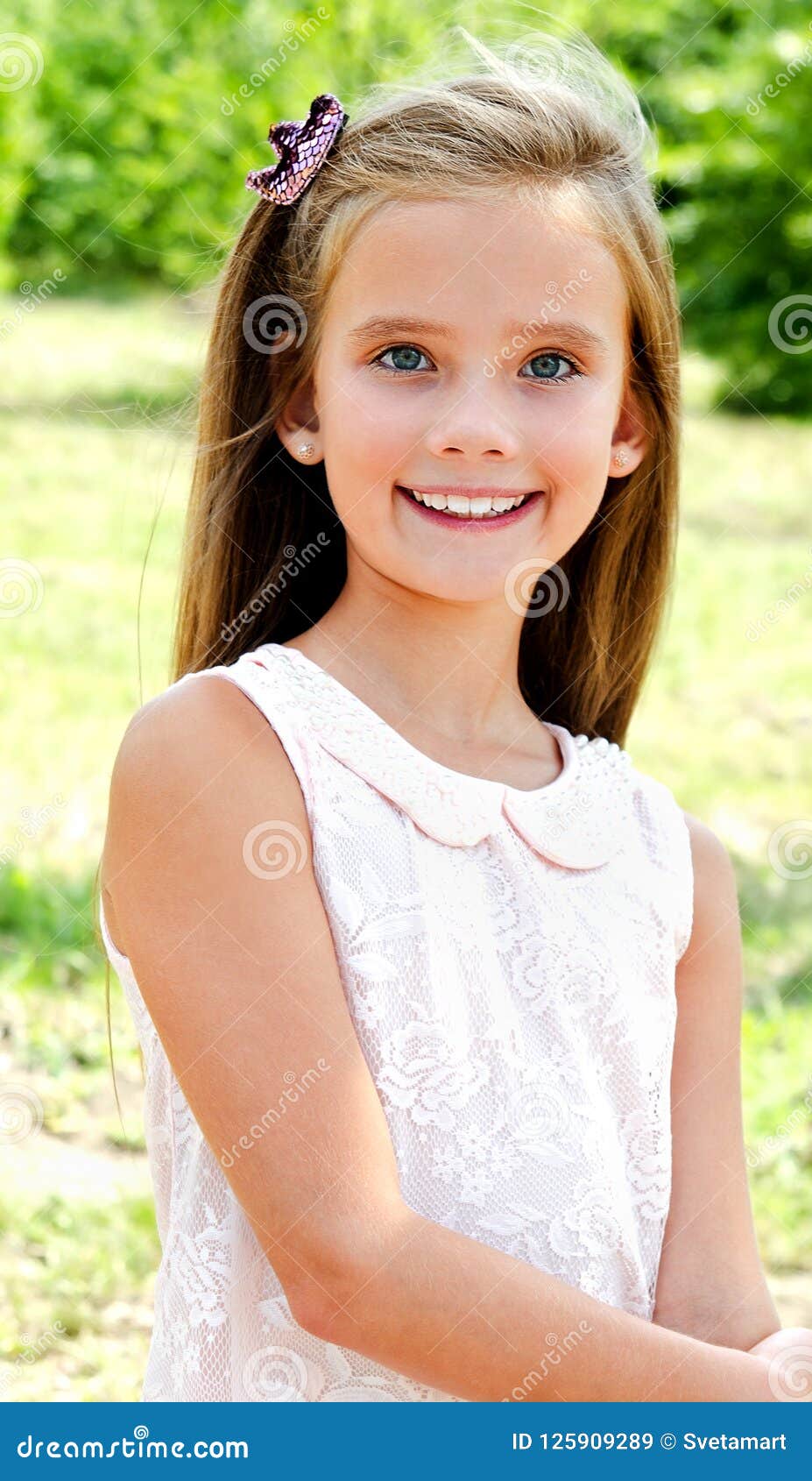 Portrait of Adorable Smiling Little Girl Child Outdoors Stock Image ...