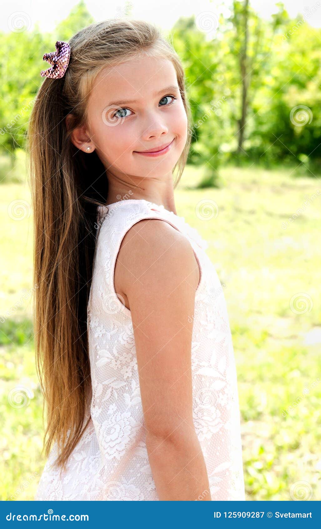 Portrait of Adorable Smiling Little Girl Child Outdoors Stock Image ...