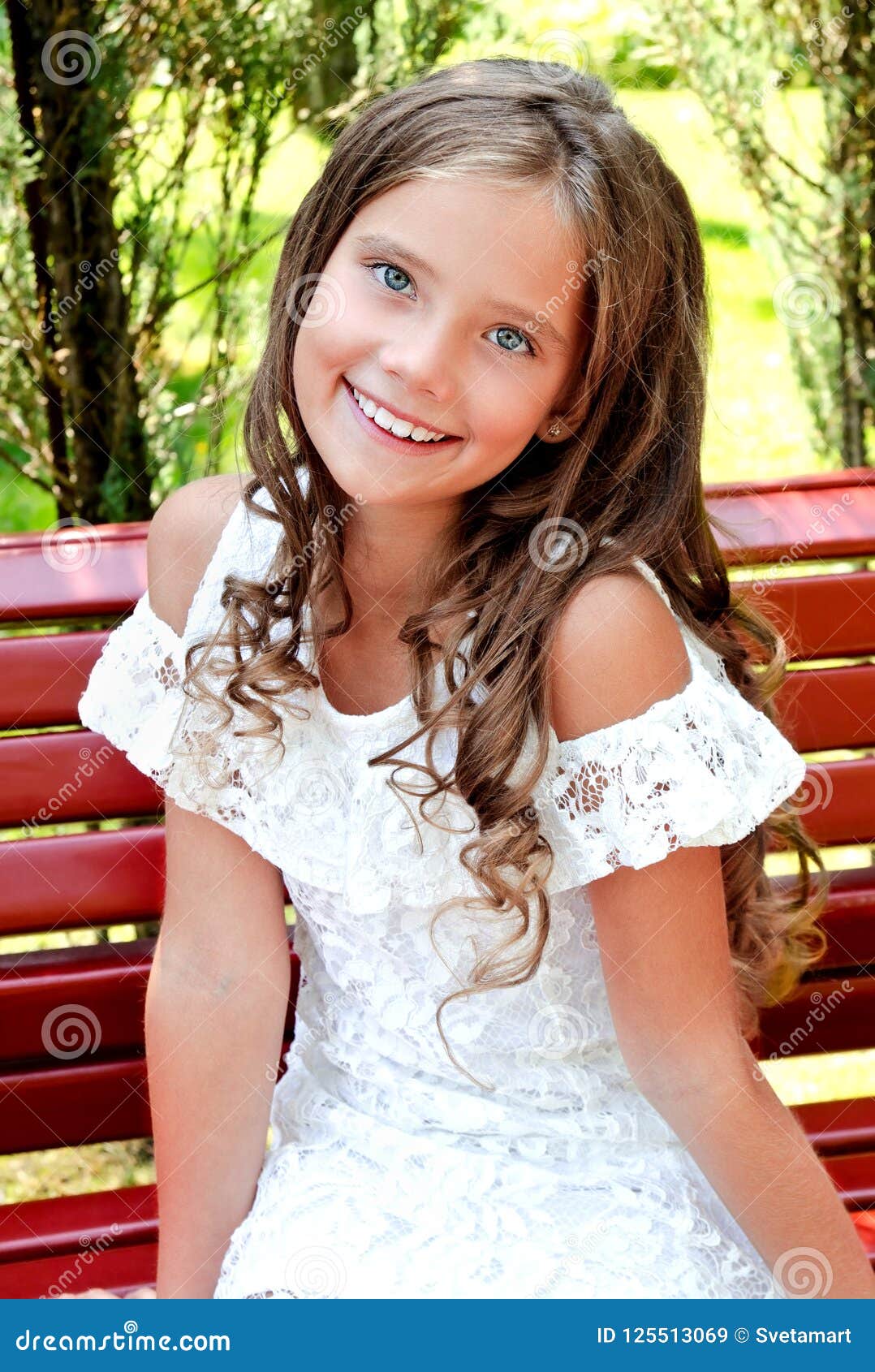 Portrait of Adorable Smiling Little Girl Child Outdoors Stock Image ...