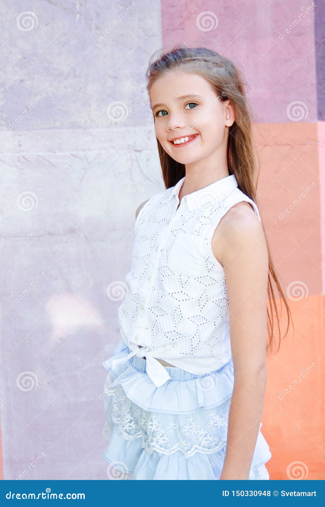 Portrait of Adorable Smiling Little Girl Child Schoolgirl Teenager ...