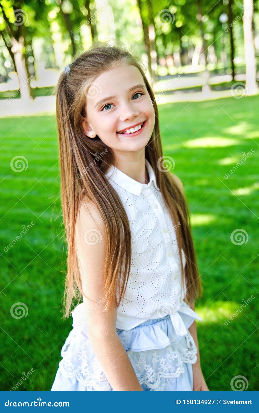 Portrait of Adorable Smiling Little Girl Child Schoolgirl Teenager ...