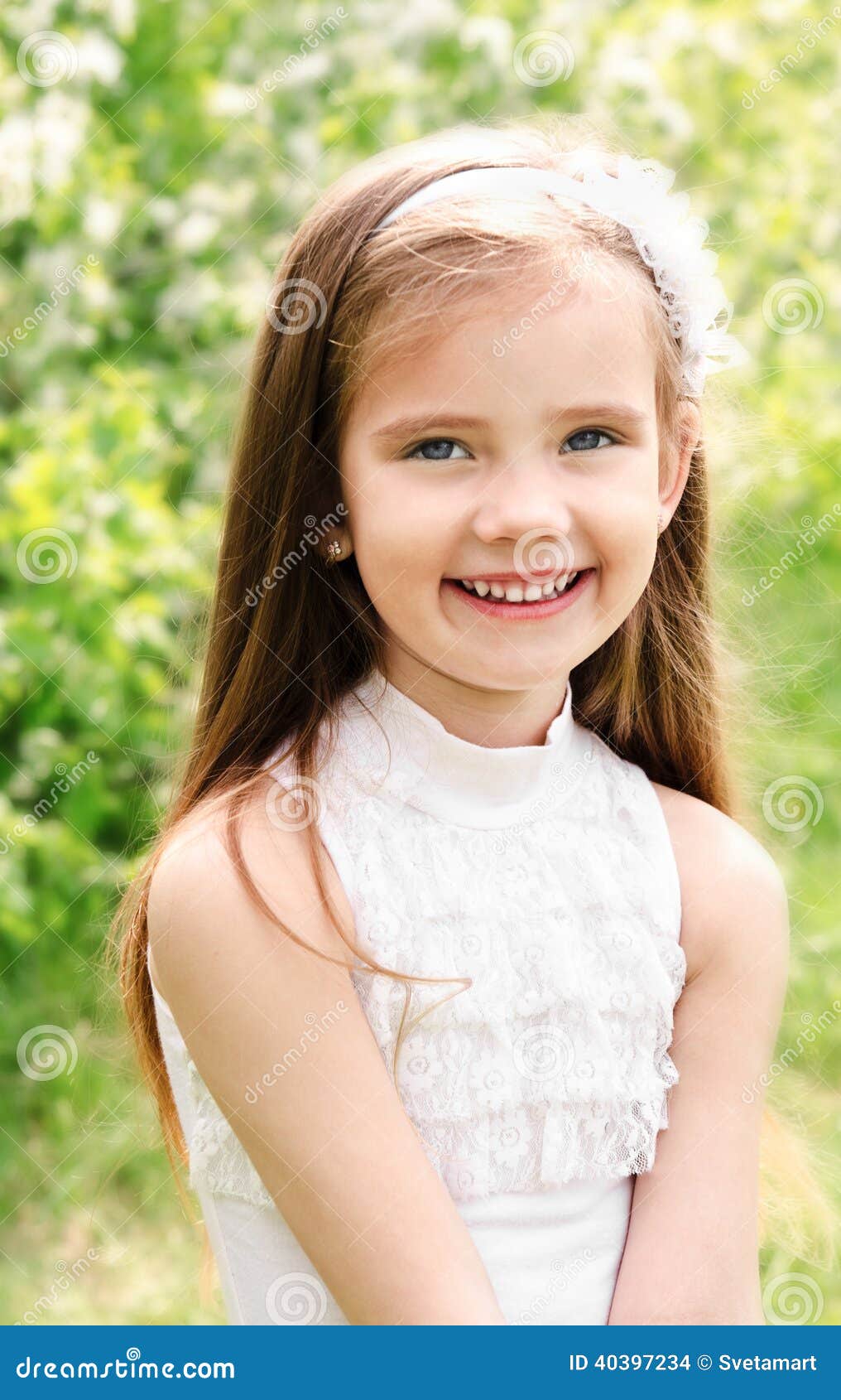 Portrait of Adorable Smiling Little Girl Stock Photo - Image of ...