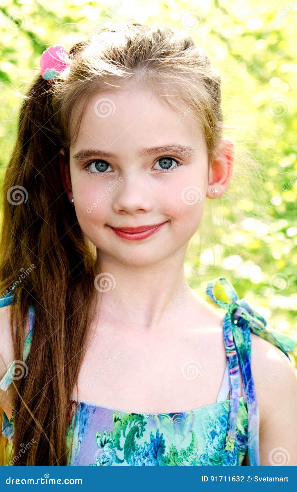 Portrait of Adorable Smiling Little Girl Outdoor Stock Photo - Image of ...