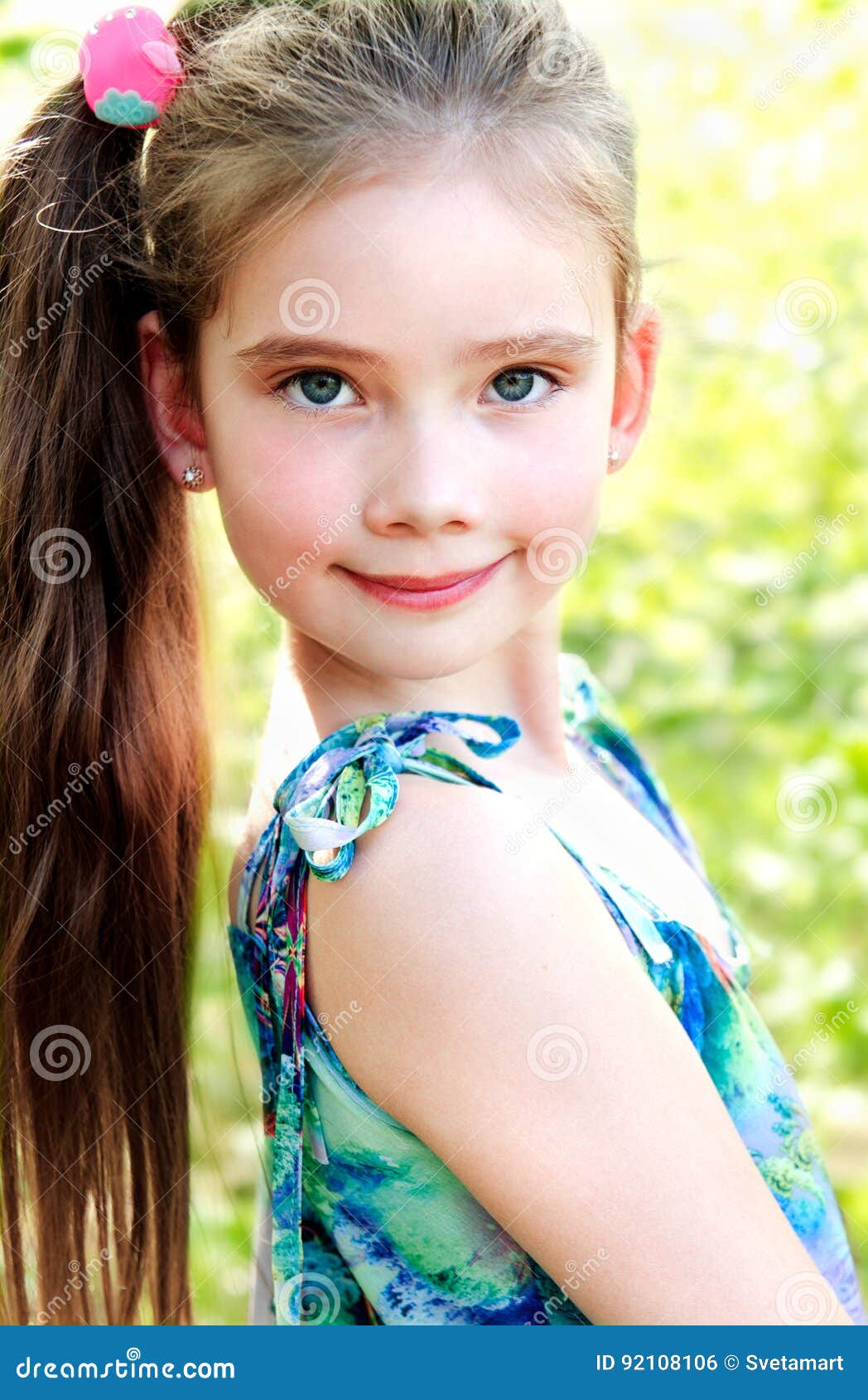 Portrait of Adorable Smiling Little Girl Outdoor Stock Photo - Image of ...
