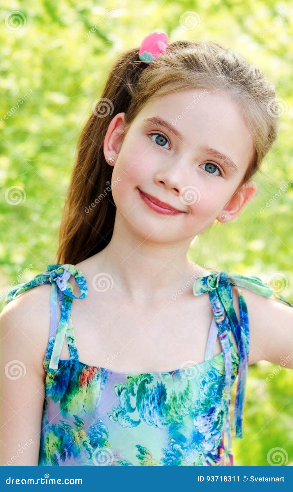 Portrait of Adorable Smiling Little Girl Outdoor Stock Image - Image of ...