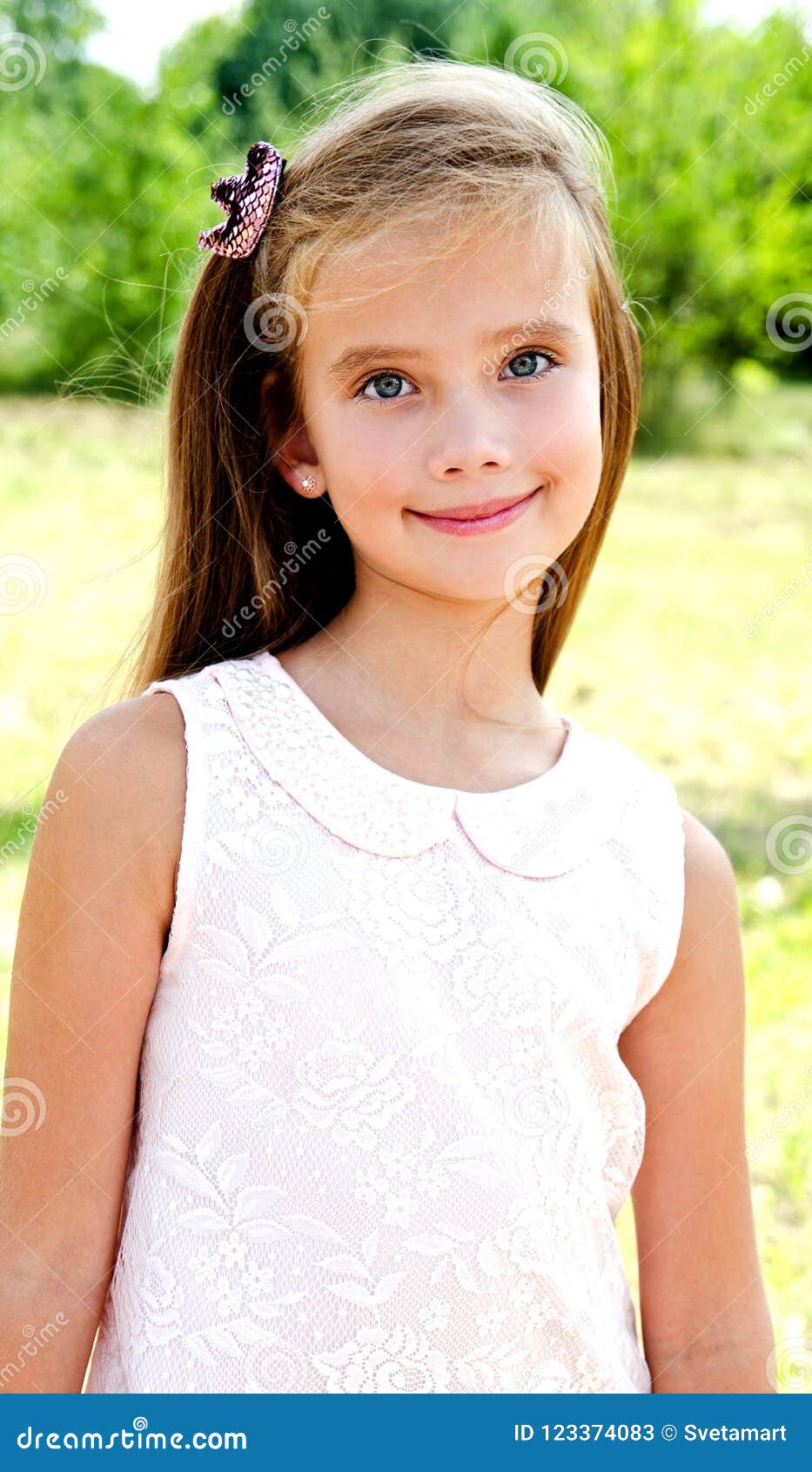 Portrait of Adorable Smiling Little Girl Outdoors Stock Image - Image ...