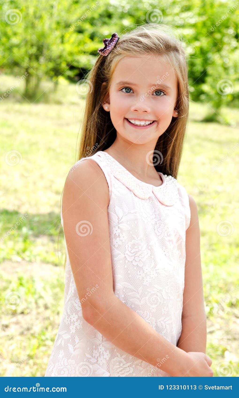 Portrait of Adorable Smiling Little Girl Outdoors Stock Image - Image ...