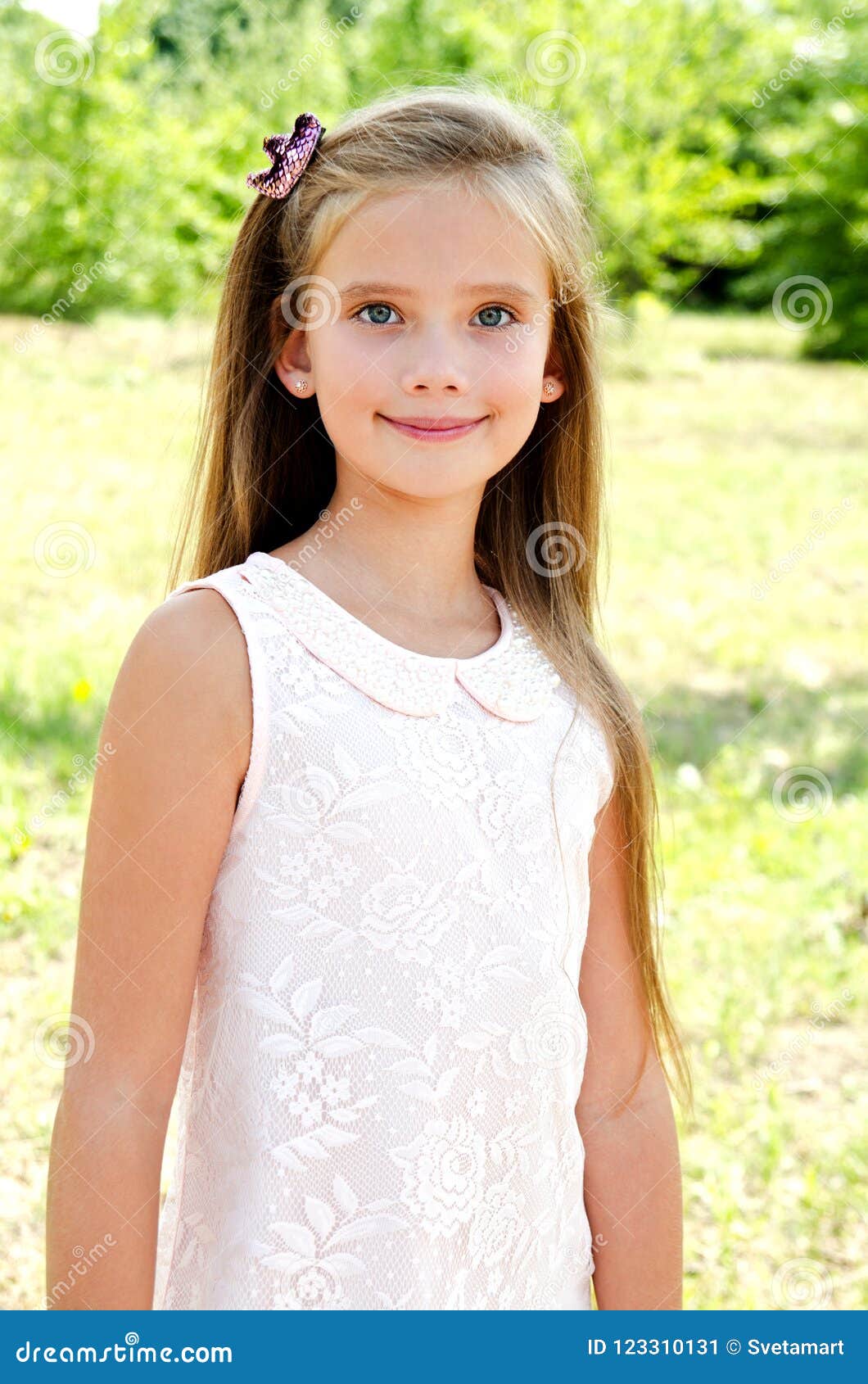 Portrait of Adorable Smiling Little Girl Outdoors Stock Image - Image ...