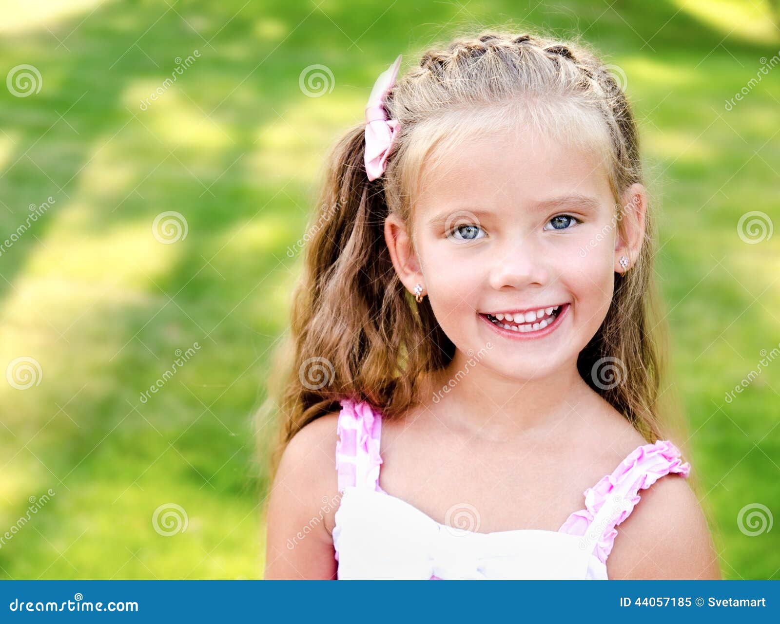 Portrait of Adorable Smiling Little Girl in the Park Stock Image ...