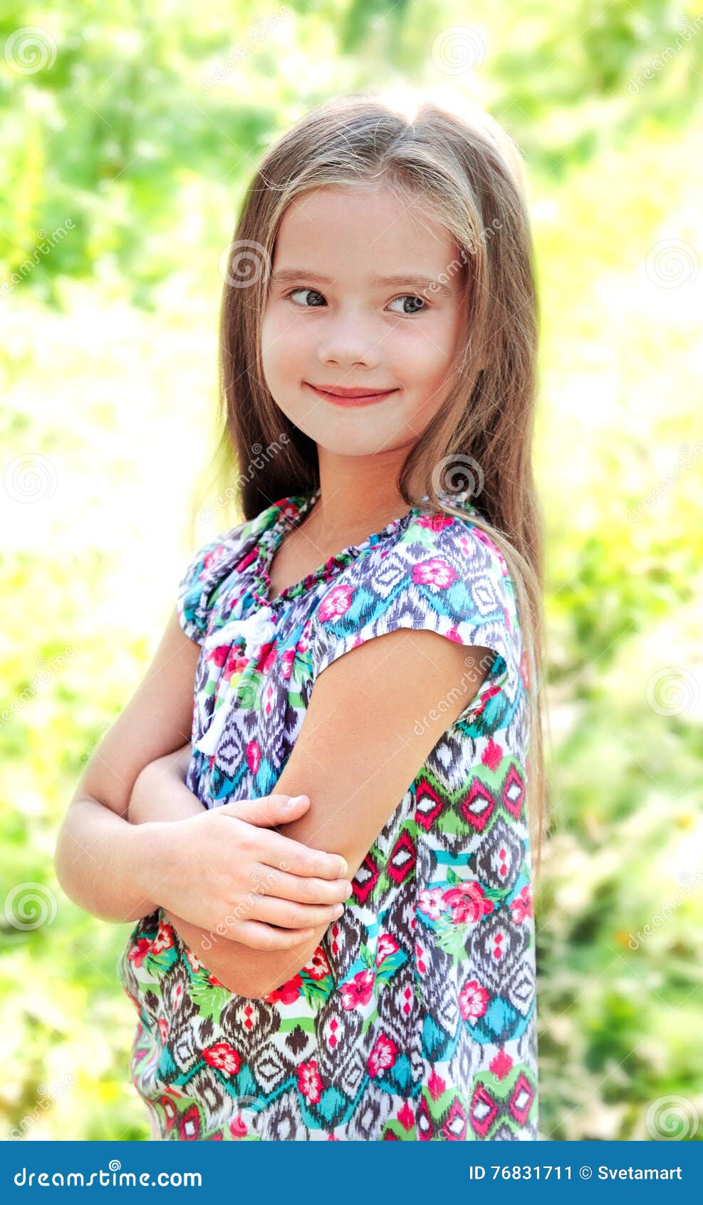 Portrait of Adorable Smiling Little Girl in Summer Day Stock Image ...