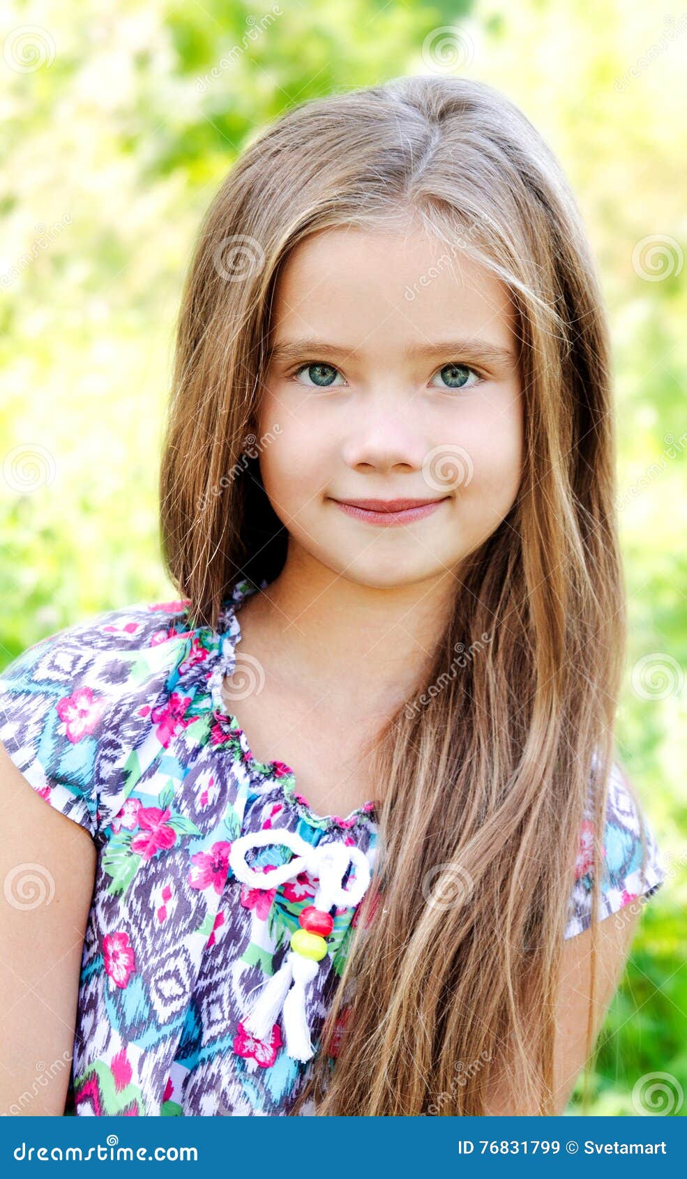 Portrait of Adorable Smiling Little Girl in Summer Day Stock Image ...
