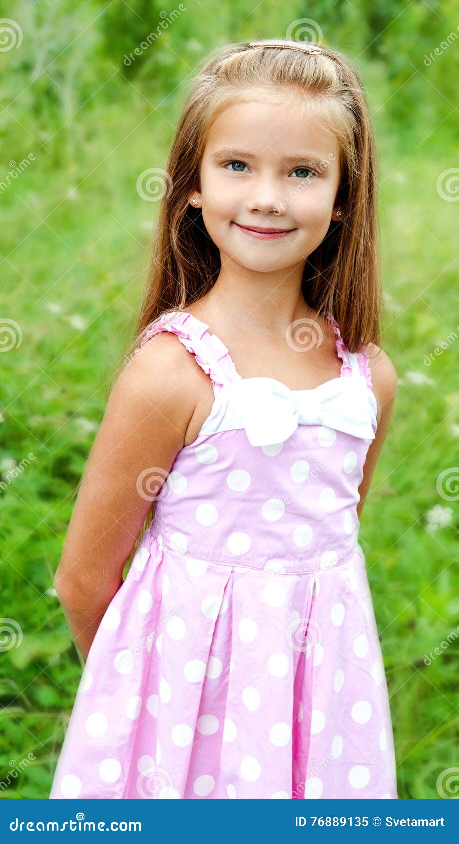 Portrait of Adorable Smiling Little Girl in Summer Day Stock Image ...