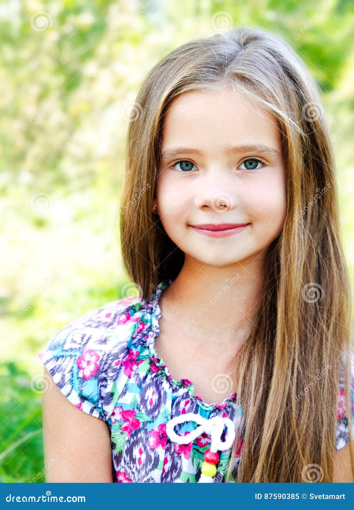 Portrait of Adorable Smiling Little Girl Stock Image - Image of summer ...