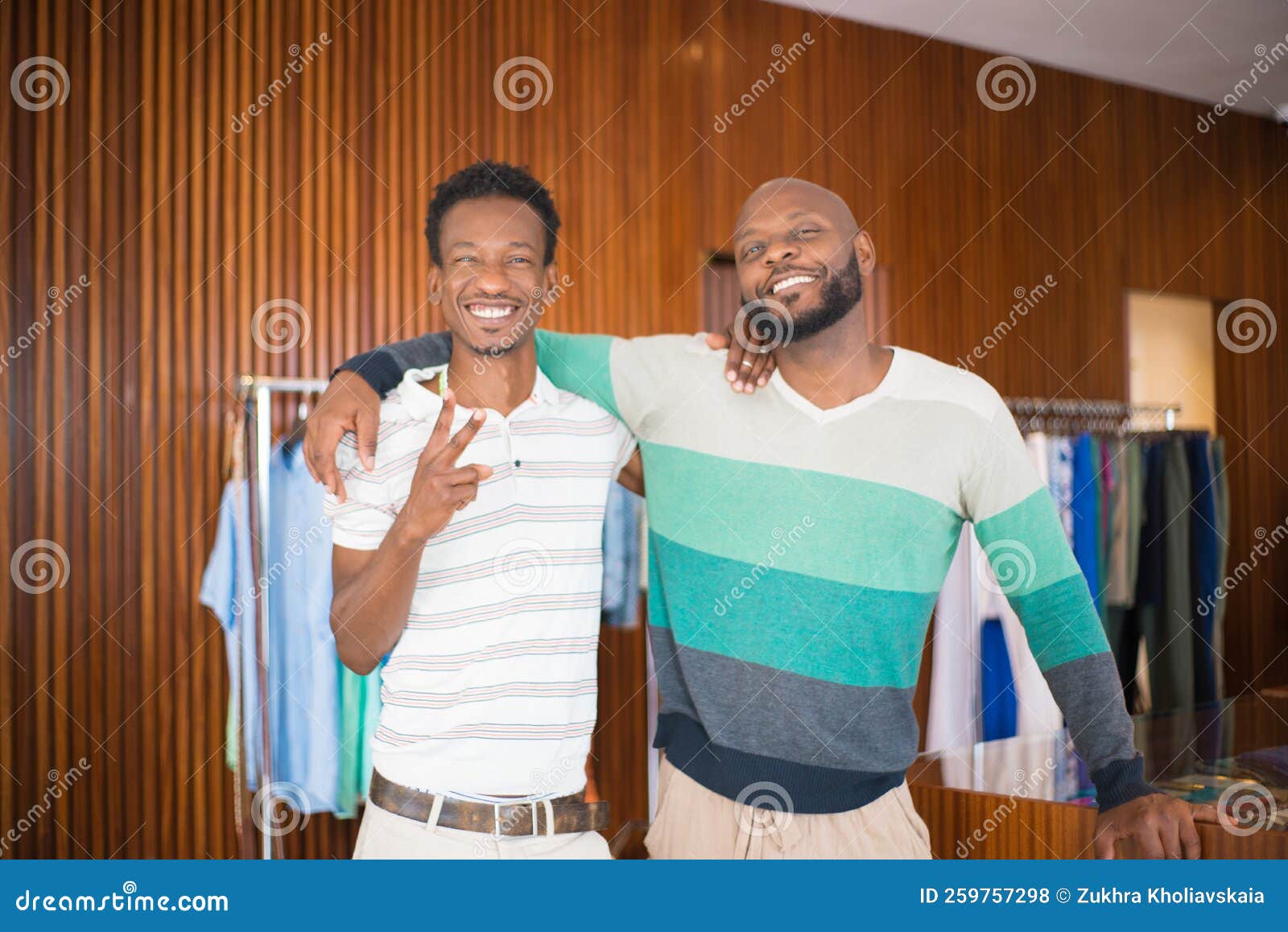 Portrait of African Gay Men Taking Photo at Clothing Store Stock Photo ...