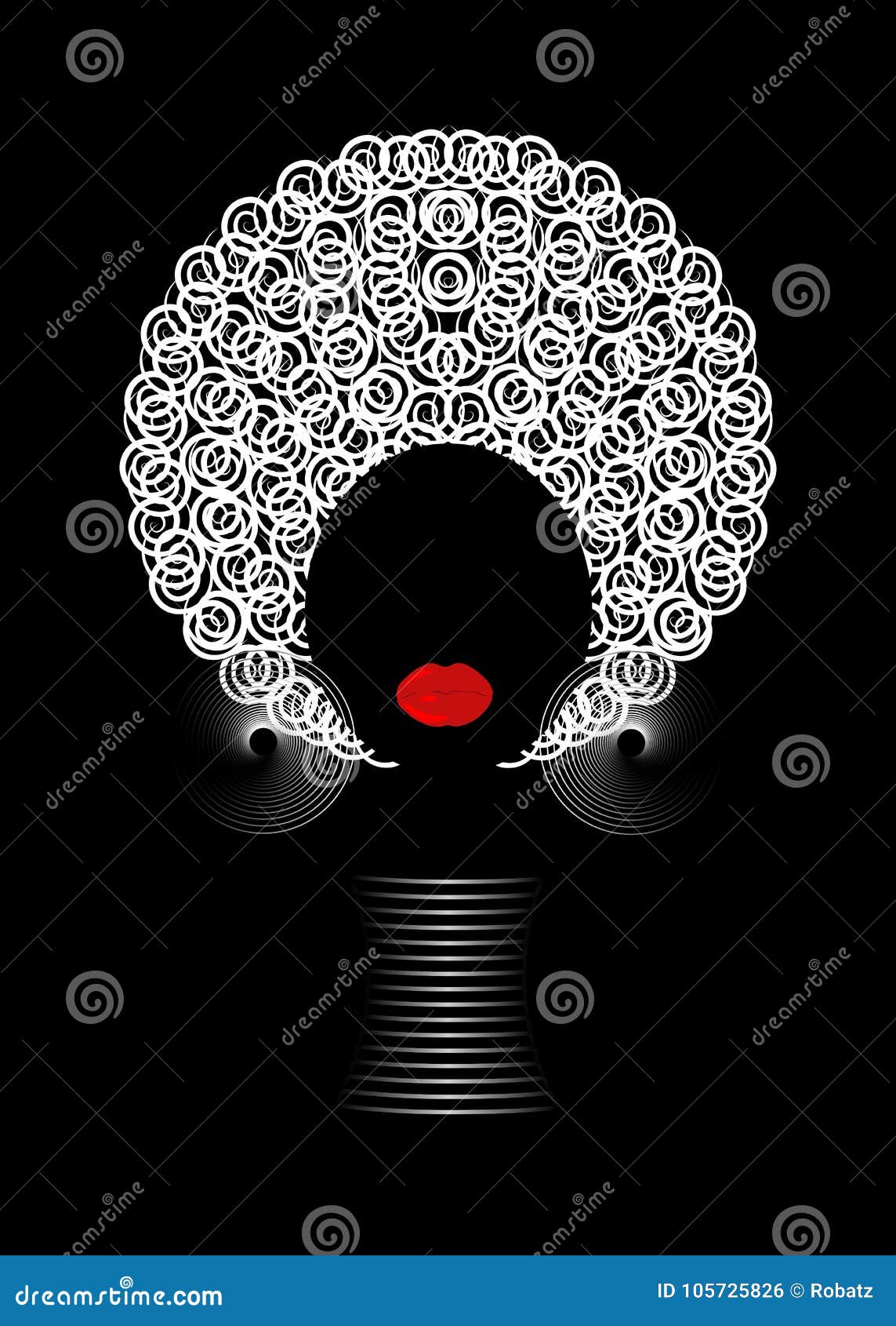 portrait african women , dark skin female face with hair afro and ethnic traditional jewelry on black background