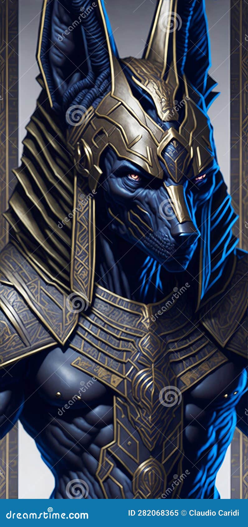 Portrait Of An Anubis, Ancient Egyptian God Of Death. Concept Art Stock
