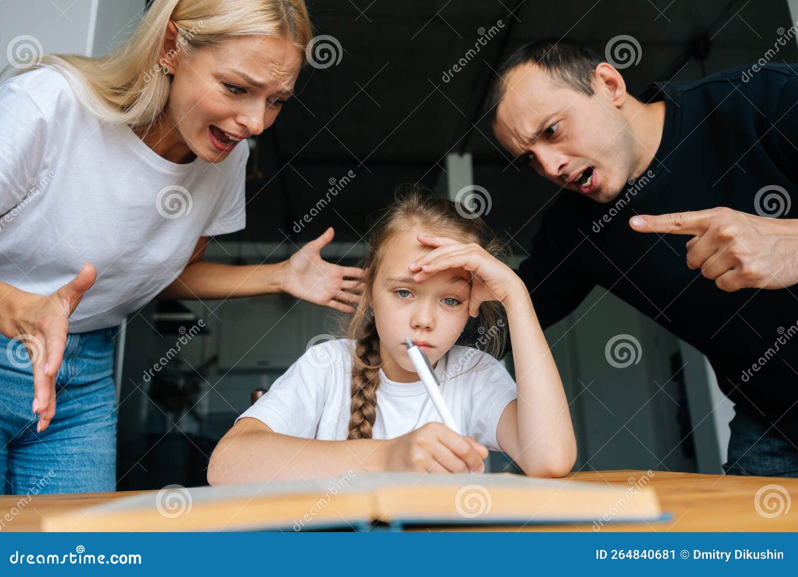 yelling at child doing homework