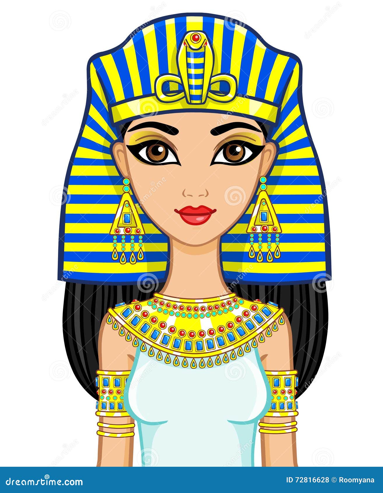 Portrait Of The Animation Egyptian Princess In Gold
