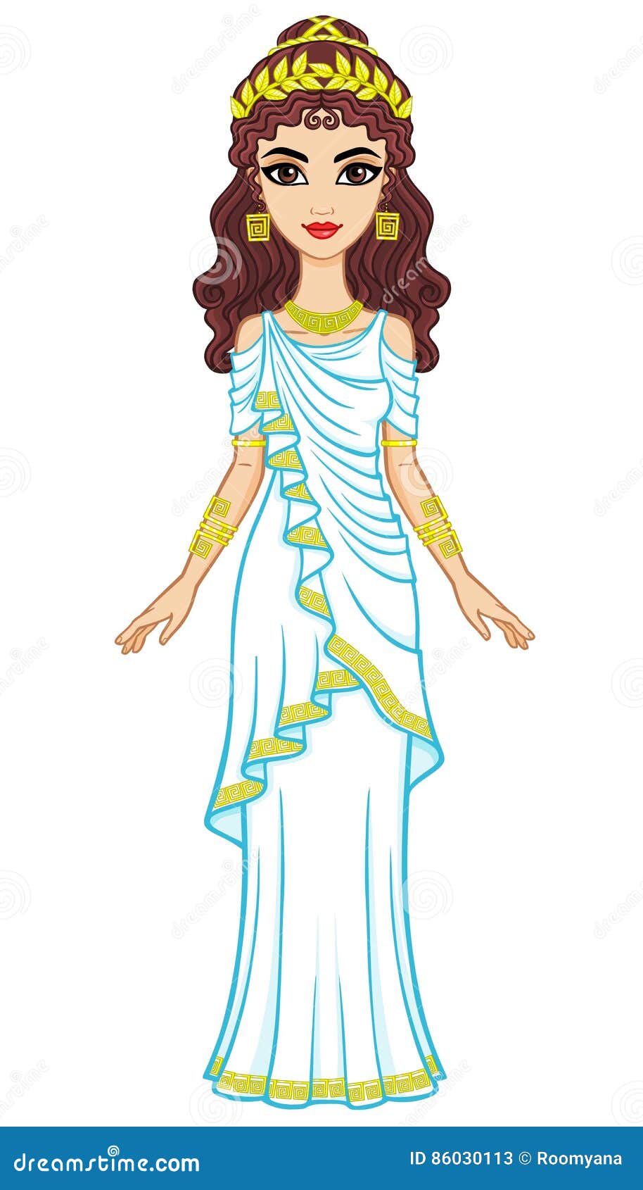 Portrait of the Animation Woman in Ancient Greek Dress. Stock Vector ...