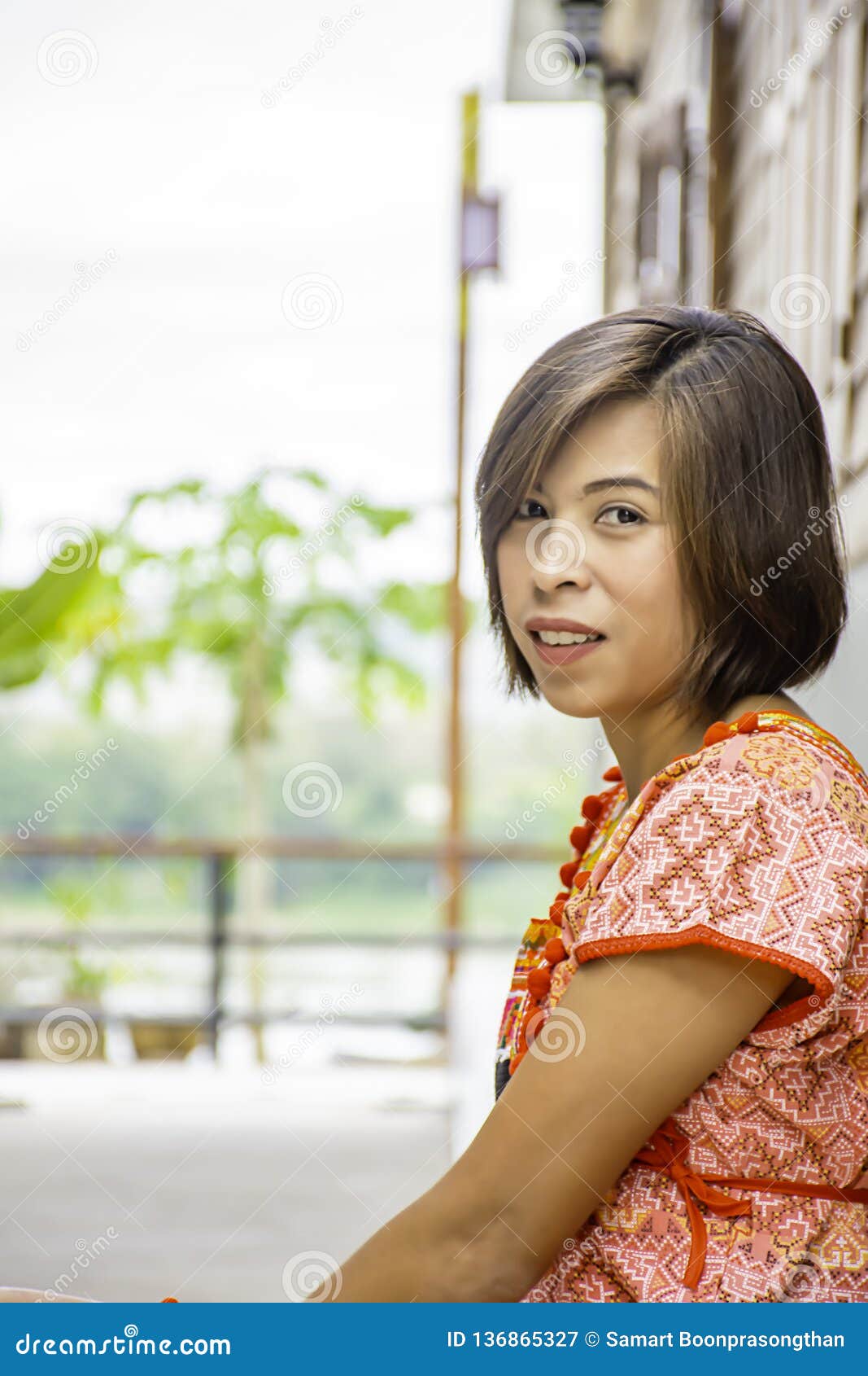 Portrait of Asean Woman Wearing a Native of Northern Thailand ...