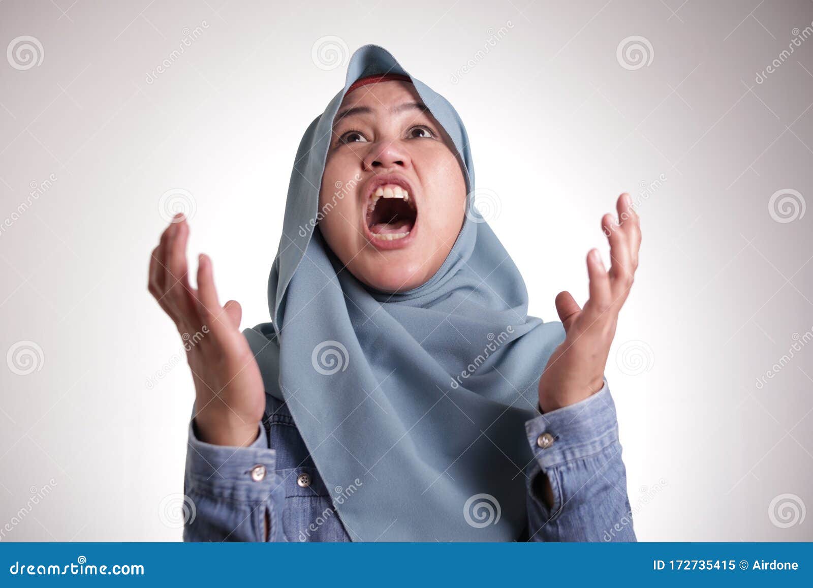 Muslim Lady In Shows Angry Gesture Screaming Stock Image Image Of
