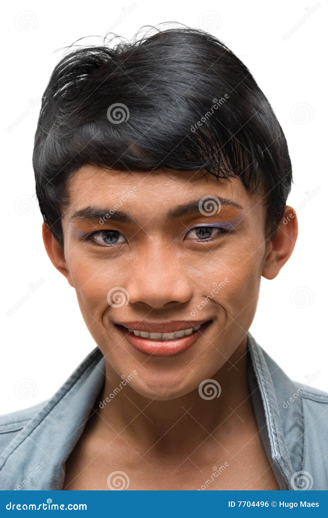 Portrait Asian Man with Emo Makeup Photo Image of detail, isolated: 7704496