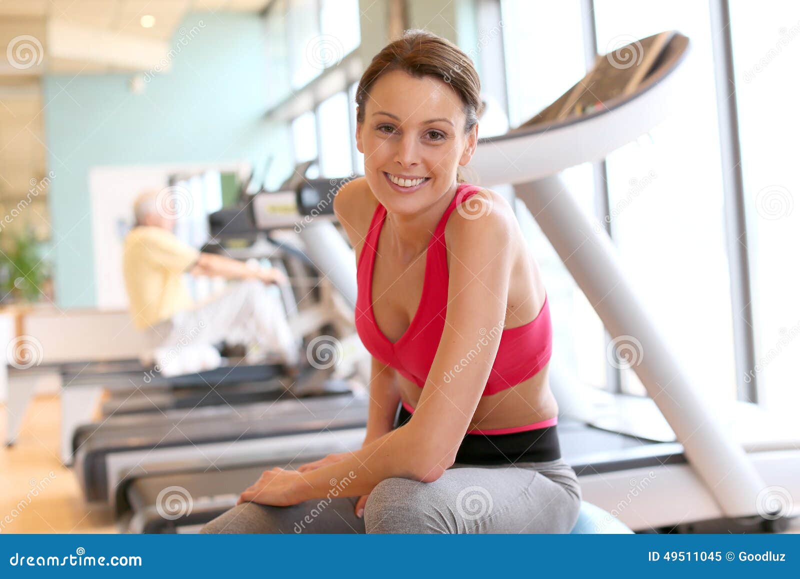 Portrait of Athletic Girl in a Gym Center Stock Image - Image of adult ...