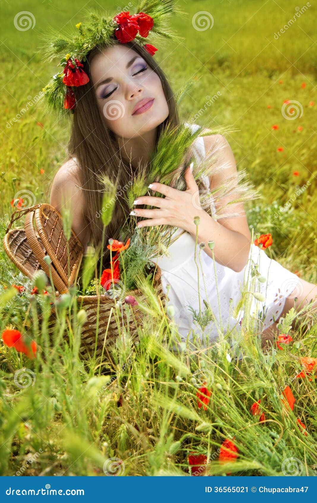 Portrait Of An Attractive Beautiful Girl In A Poppy Field Stock Image Image Of Caucasian 