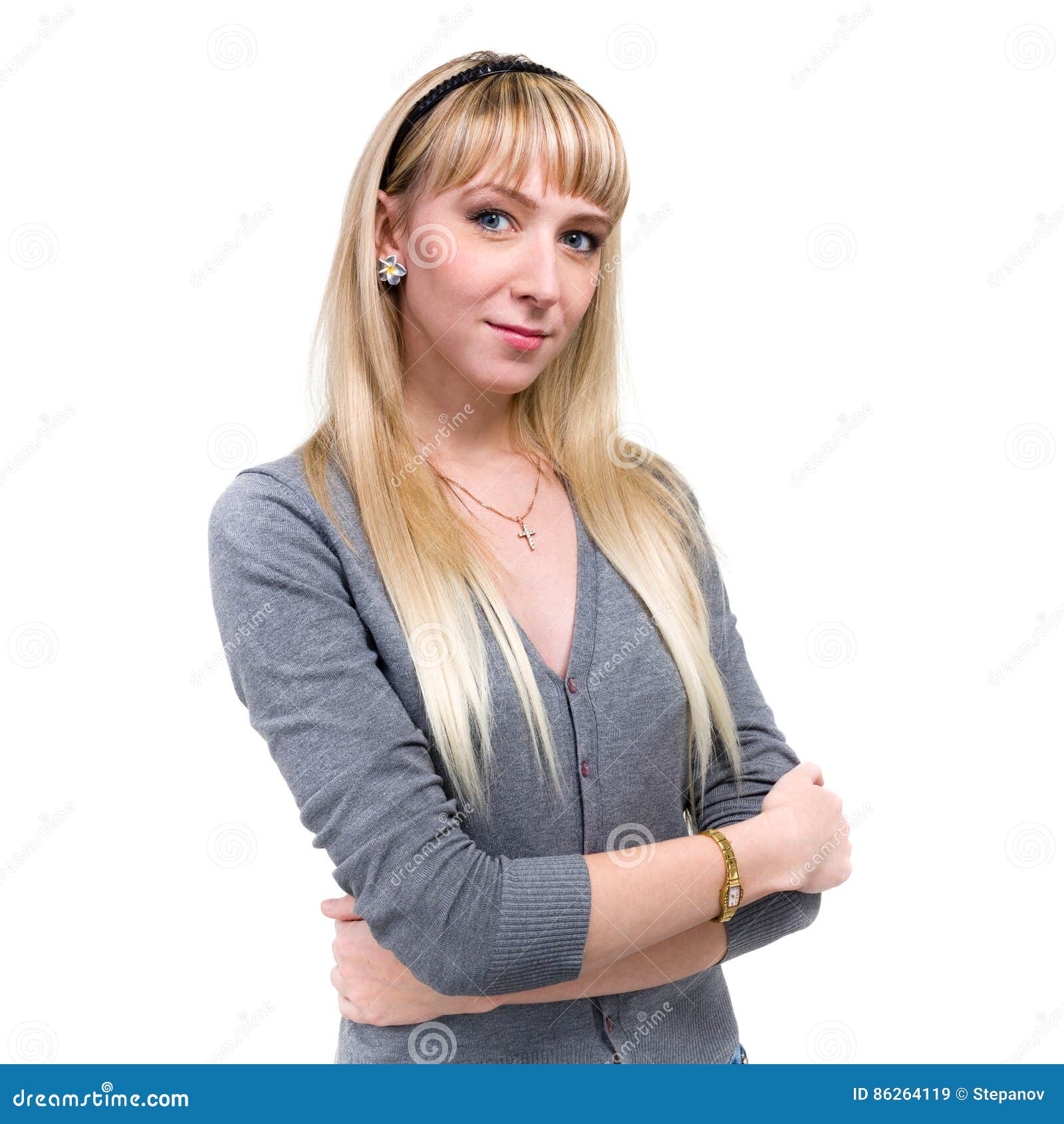 Portrait of Attractive Caucasian Smiling Woman, Isolated on White Stock ...