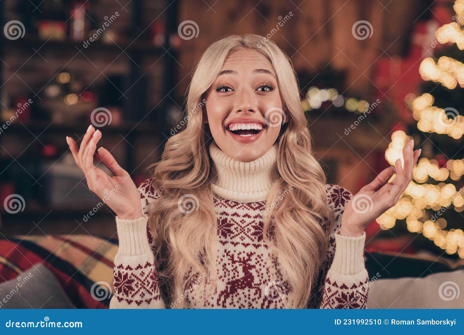 Portrait Of Attractive Cheerful Blonde Haired Girl Having Fun Spending Vacation Weekend Time