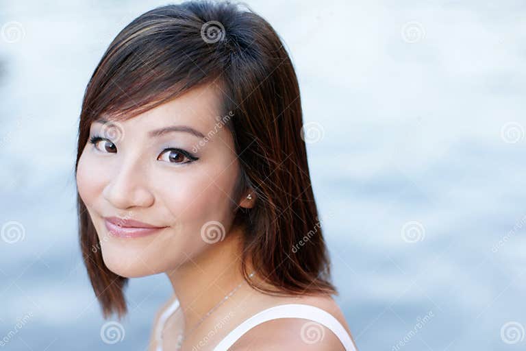 Portrait Of Attractive Japanese Girl By River Stock Image Image Of Person Freedom 10941177