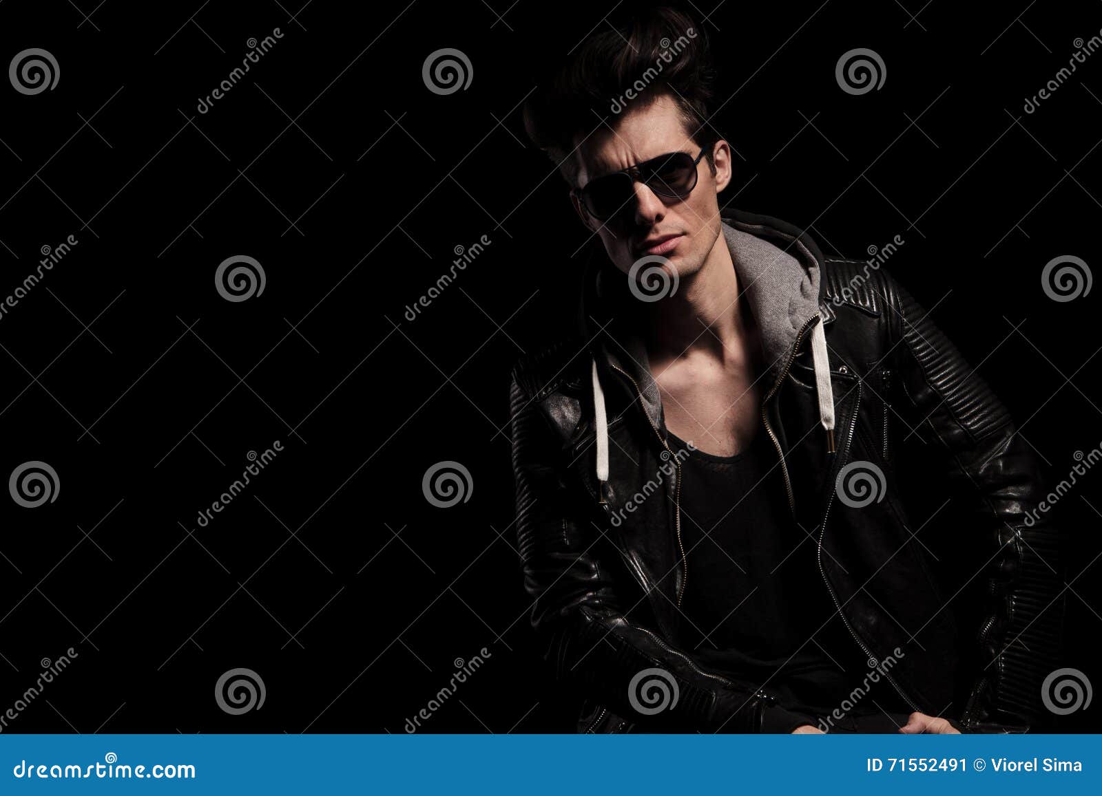 Portrait of an Attractive Man in Leather Jacket Stock Image - Image of ...