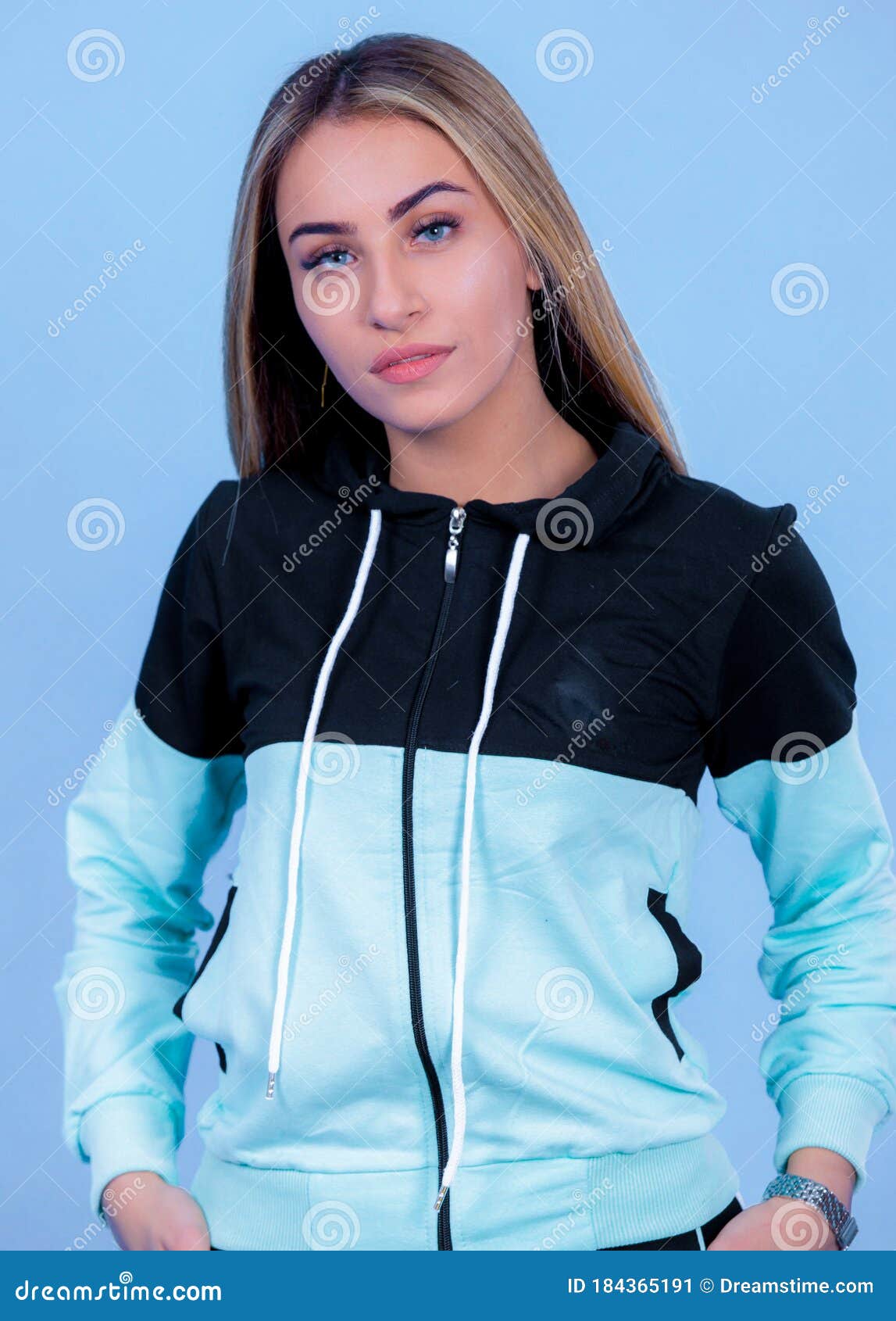 Portrait Attractive Young Blonde Pretty Young Model Girl in Sportswear ...