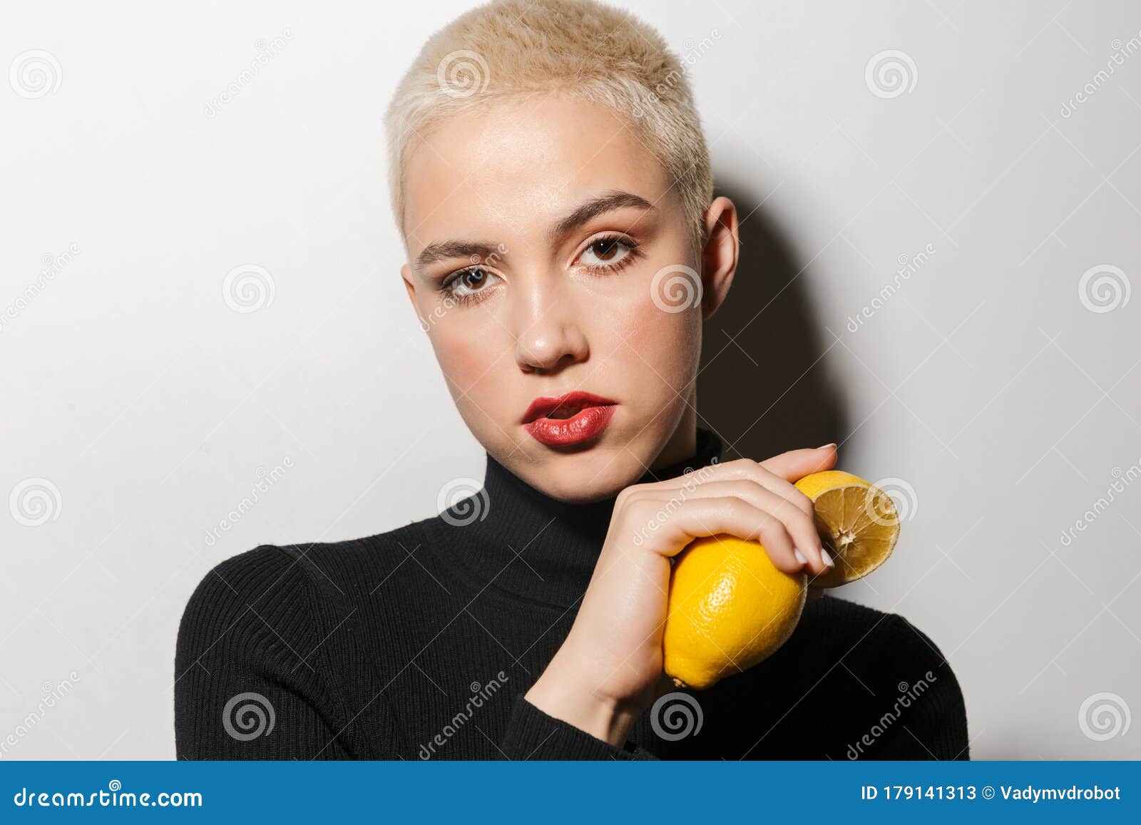 Portrait of an Attractive Young Blonde Short Haired Woman Stock Image