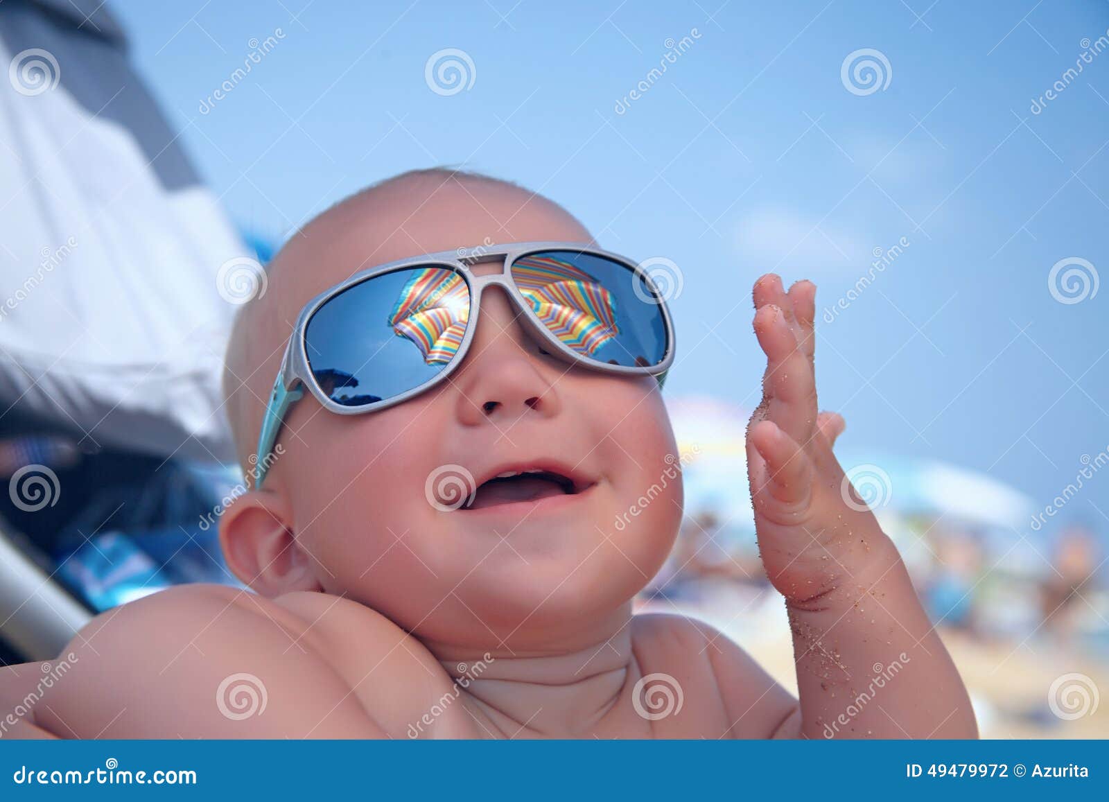 Portrait Of Baby Boy With Sunglasses Stock Photo Image Of Background