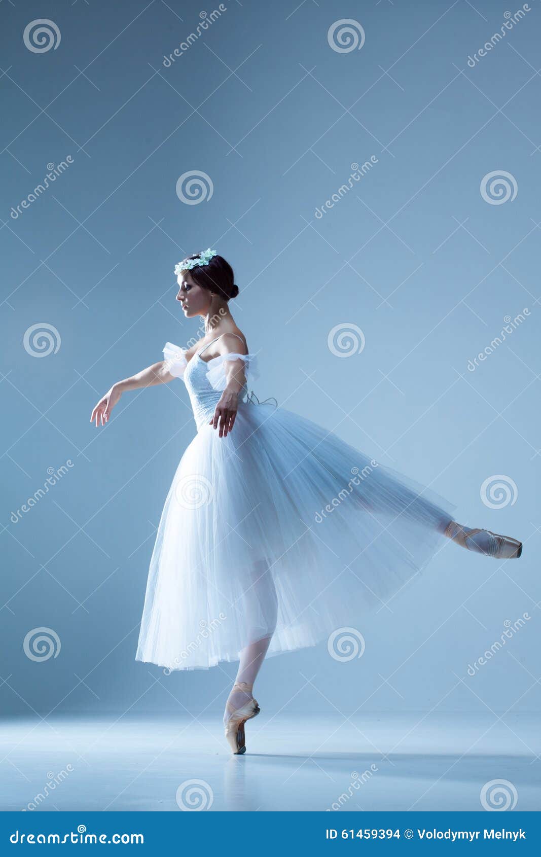 Portrait of the Ballerina on Blue Background Stock Photo - Image of ...