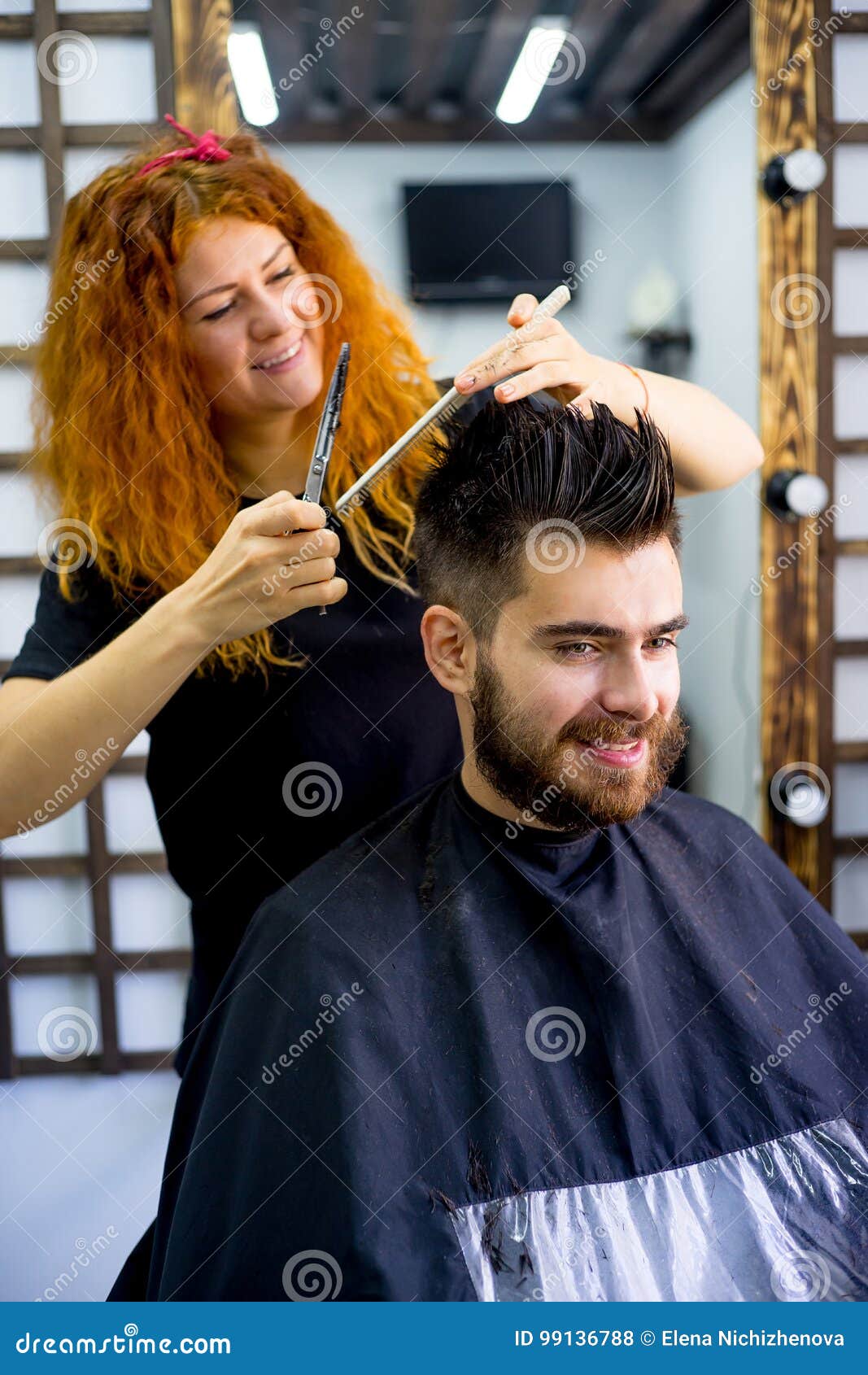 Barber with scissors stock photo. Image of hairdresser 99136788