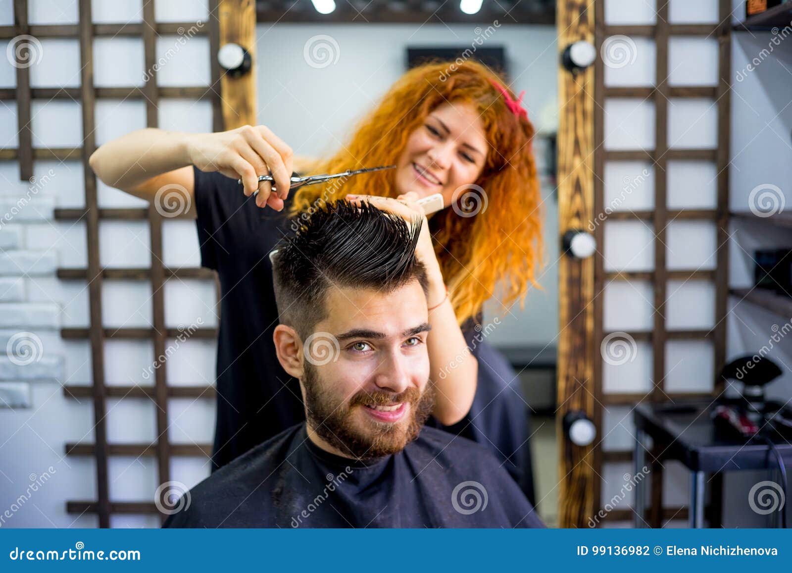 Barber with scissors stock photo. Image of lifestyle 99136982