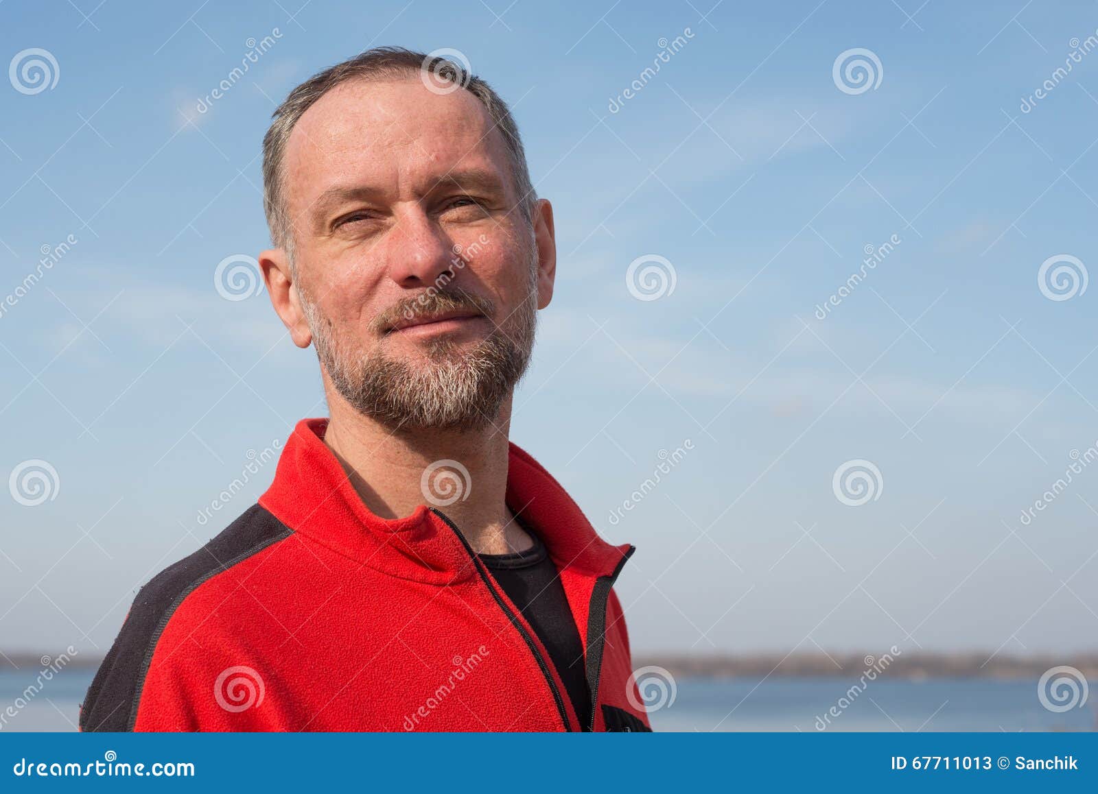 Portrait of Bearded Dreaming Man. Stock Image - Image of blurred, blue ...