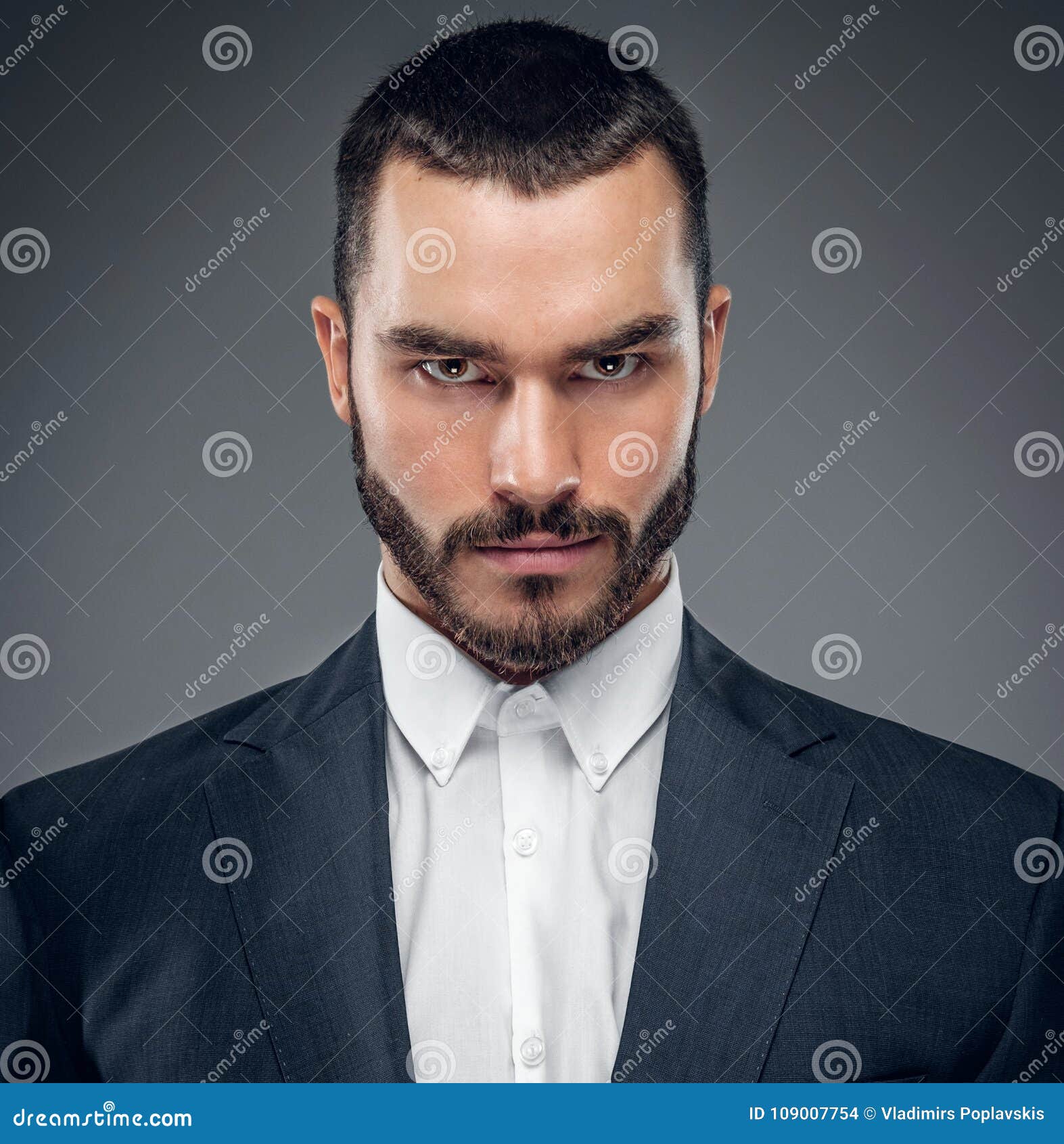 Portrait of Bearded Male in a Suit. Stock Photo Image of isolated