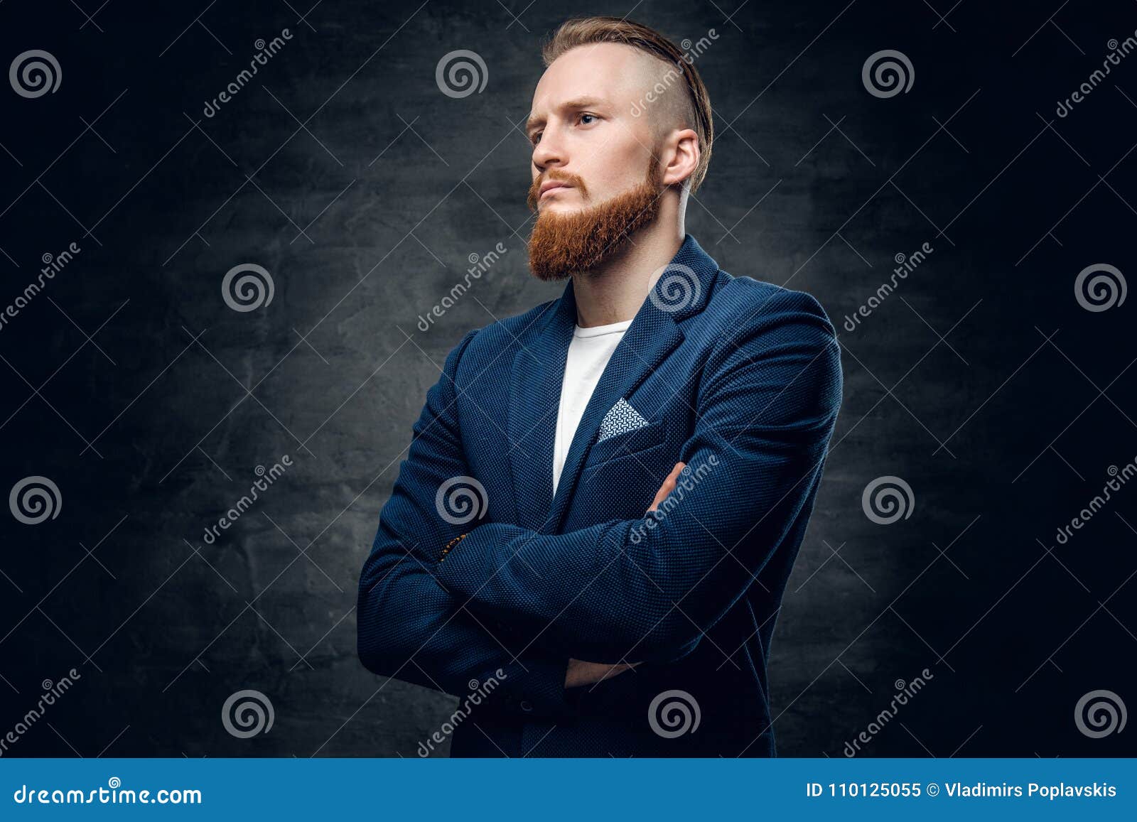 Redhead Hipster Male Dressed in a Blue Jacket. Stock Image - Image of ...