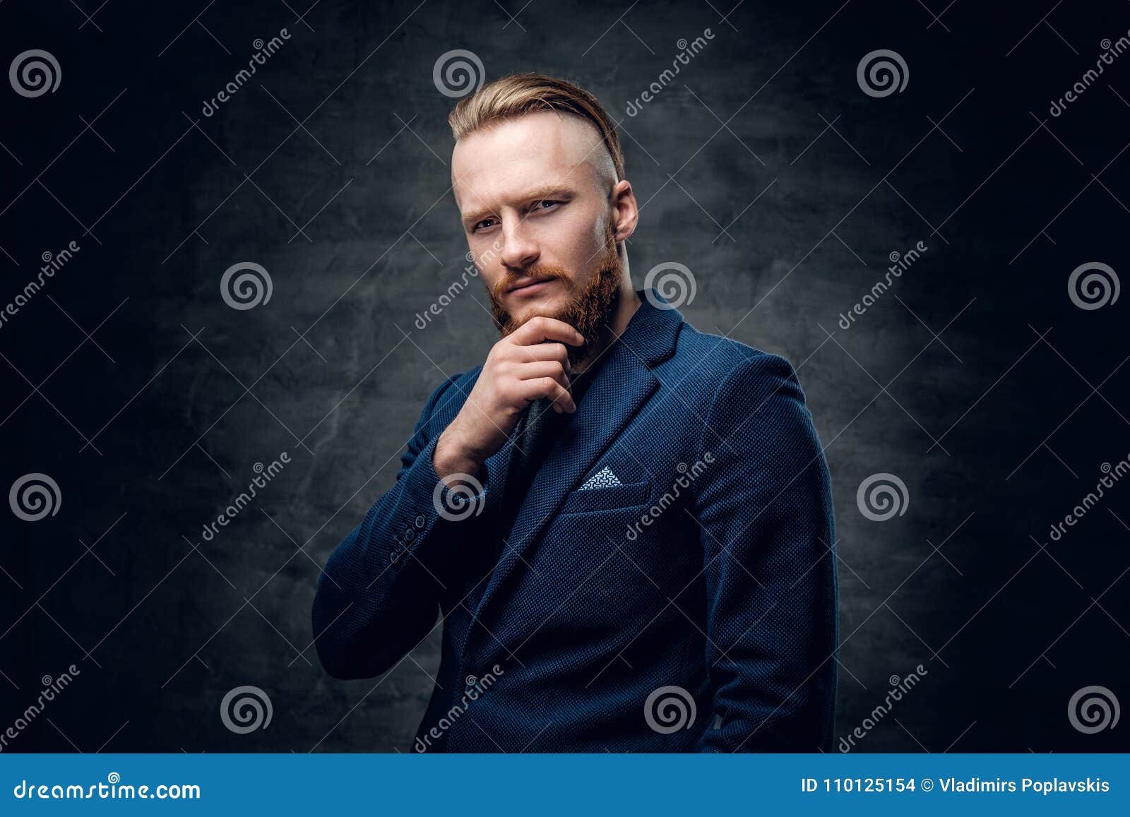 Redhead Hipster Male Dressed in a Blue Jacket. Stock Photo - Image of ...