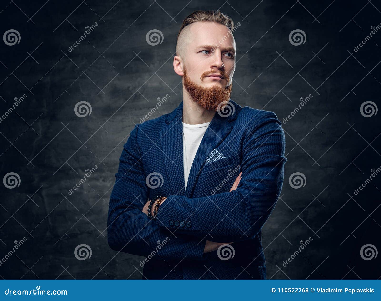 Redhead Hipster Male Dressed in a Blue Jacket. Stock Photo - Image of ...