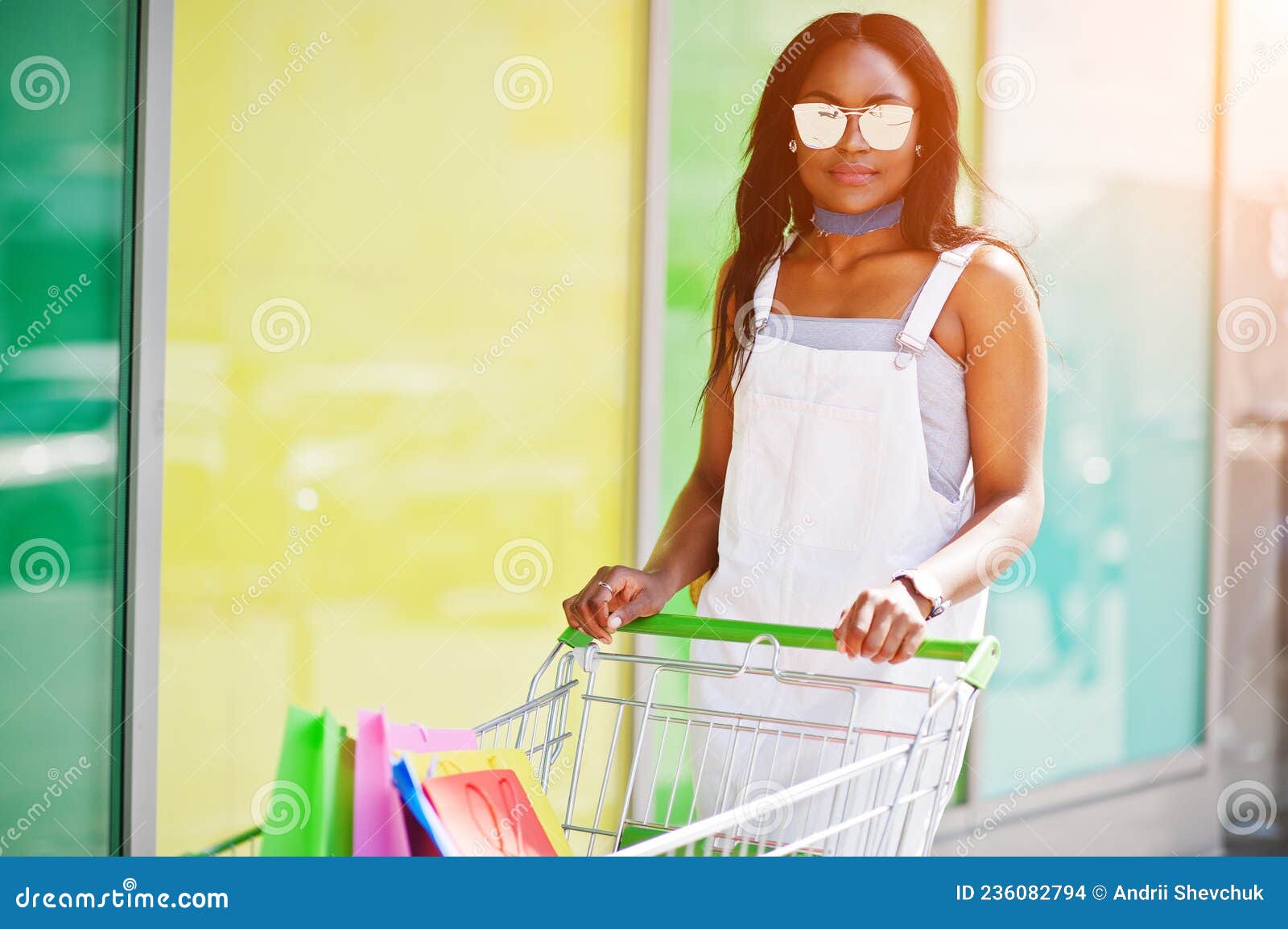 Portrait of a Beautiful African American Woman in the Mall Stock Photo ...